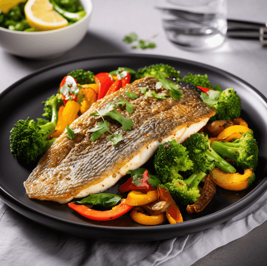 Barramundi with Crispy Skin and Garlic Herb Vegetables - Keto Australia