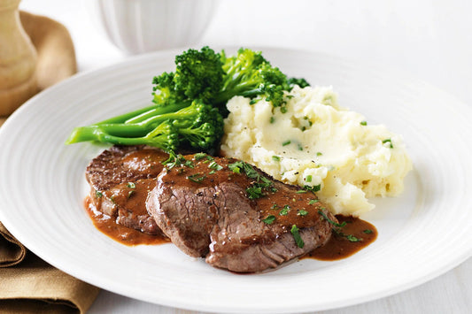 Beef Steak with Cauli Mash, Broccoli and Gravy - Keto Australia