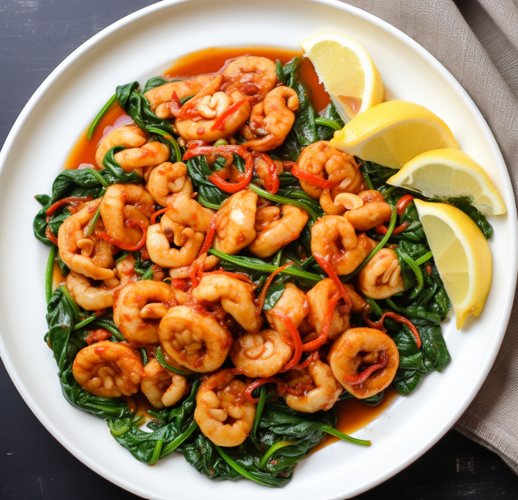 Spicy Garlic Calamari with Spinach - Keto Australia